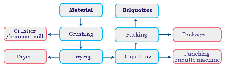 punching briquette plant process