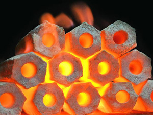 biomass briquettes burning